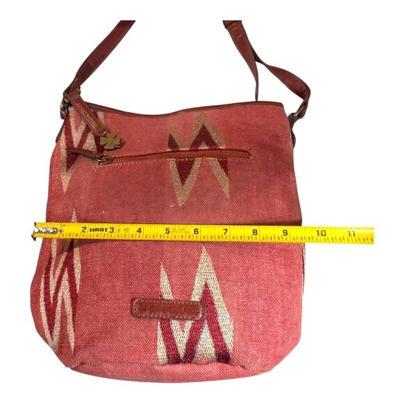 Lucky Brand Aztec Canvas Crossbody Bag Red & Gold Southwest Purse Pocketbook - Picture 4 of 14